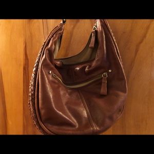Used condition saddle color shoulder bag